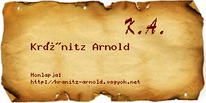 Kránitz Arnold névjegykártya